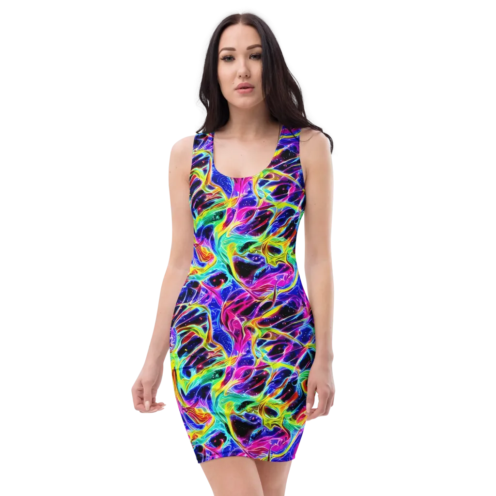 Galaxy On Fire on Bodycon Dress — Front