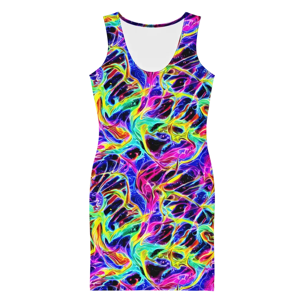 Galaxy On Fire on Bodycon Dress — Front