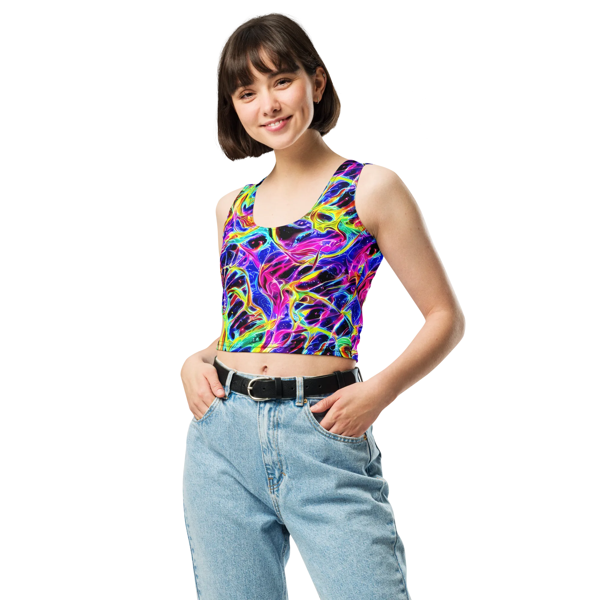 Galaxy On Fire on Crop Top — Front