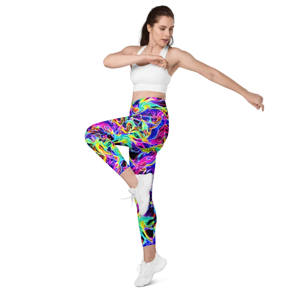 Galaxy On Fire on Leggings with Pockets — Left Front
