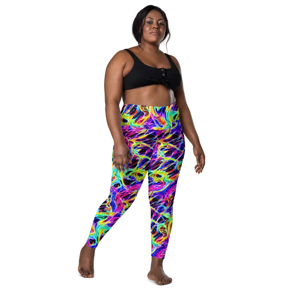Galaxy On Fire on Leggings with Pockets — Front