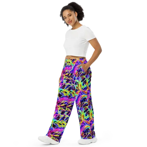 Galaxy On Fire on a Wide-Leg Pants