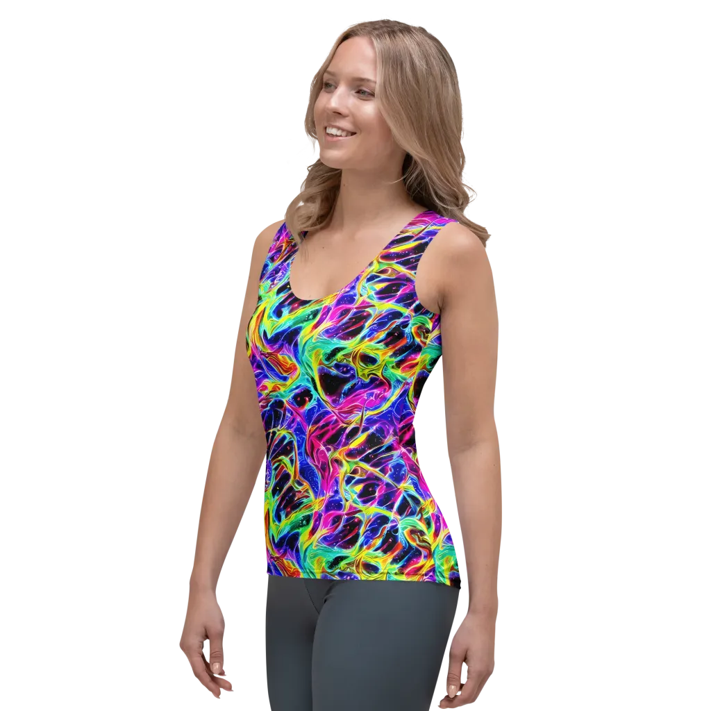 Galaxy On Fire on Women's Tank Top — Left Front