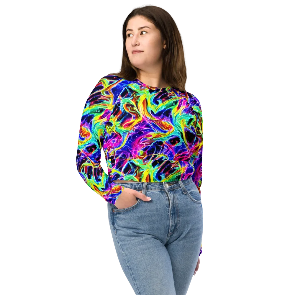 Galaxy On Fire on Long Sleeve Crop Top — Front