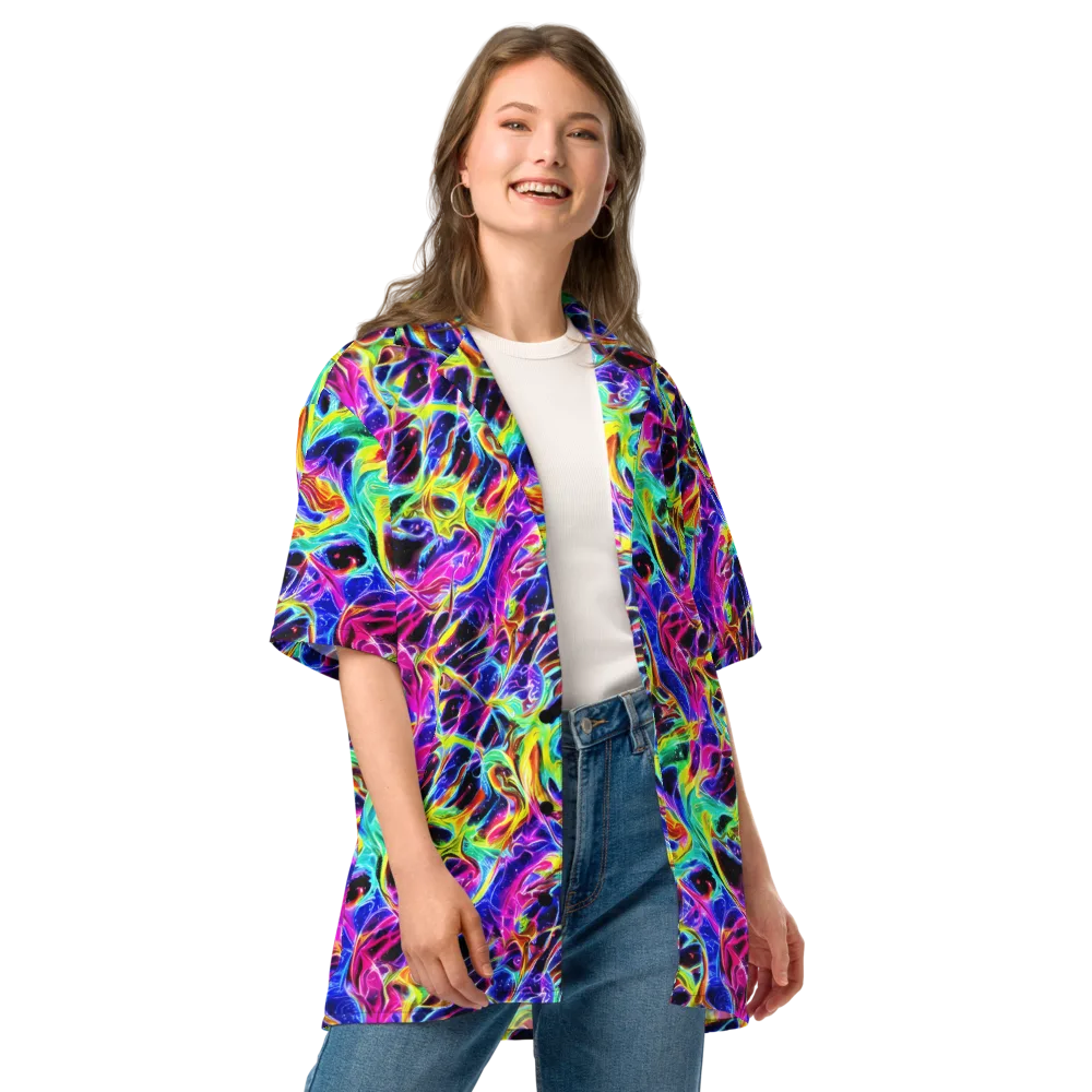 Galaxy On Fire on Button Shirt — Front