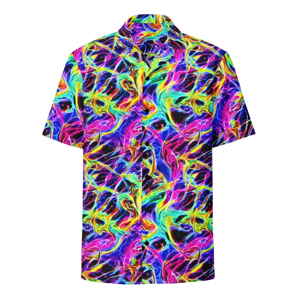 Galaxy On Fire on Button Shirt — Front
