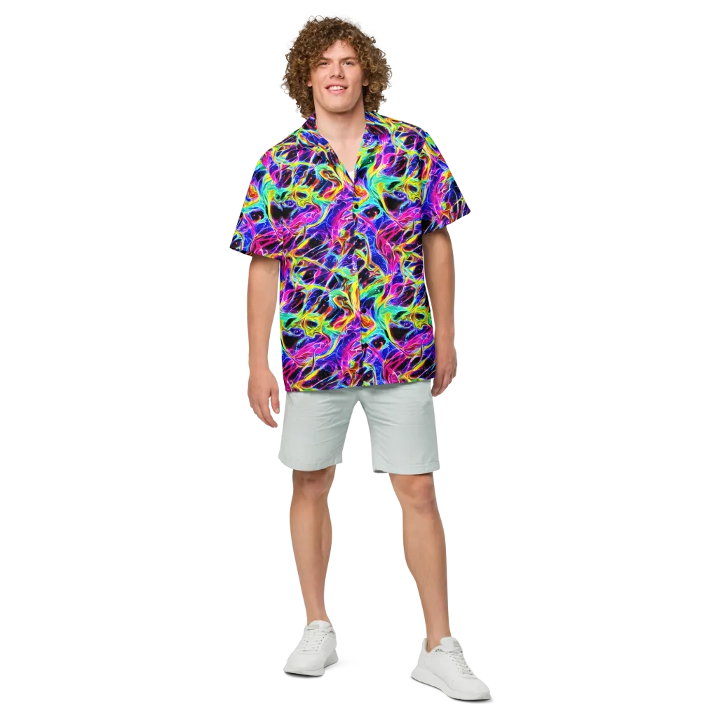 Galaxy On Fire on Button Shirt — Front