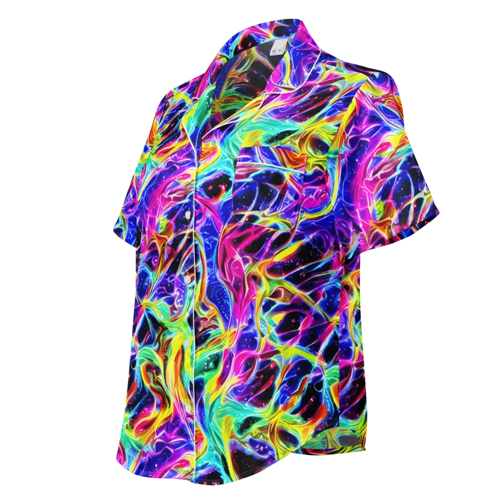 Galaxy On Fire on Women's Short Sleeve Pajama Top — Left Front