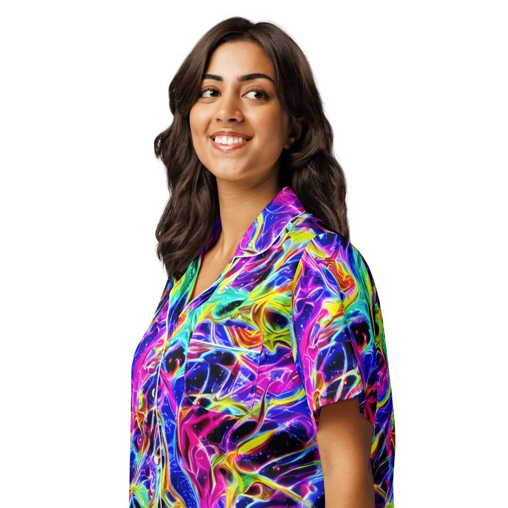 Galaxy On Fire on Women's Short Sleeve Pajama Top — Left Front