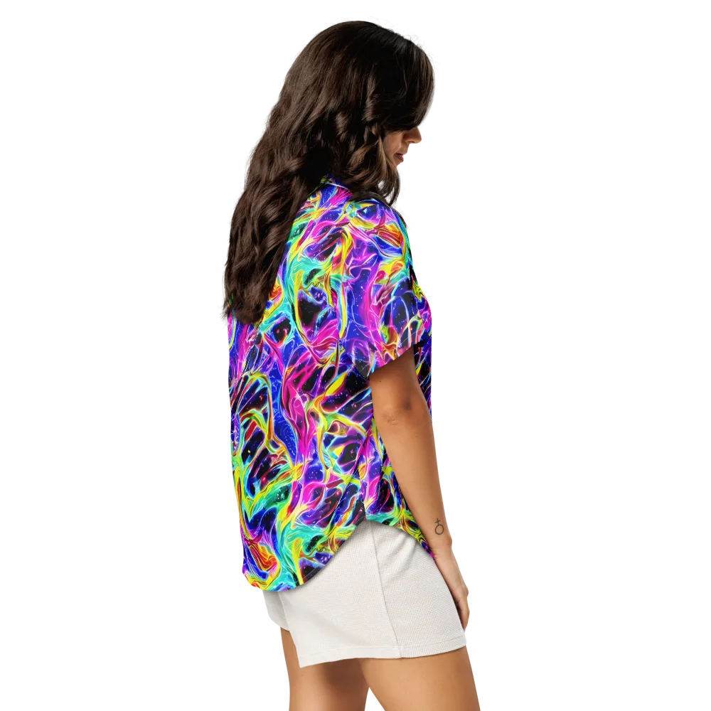 Galaxy On Fire on Women's Short Sleeve Pajama Top — Right Back
