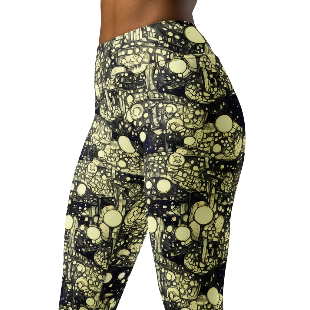 Nocturne Matrix on Yoga Leggings — Left Front
