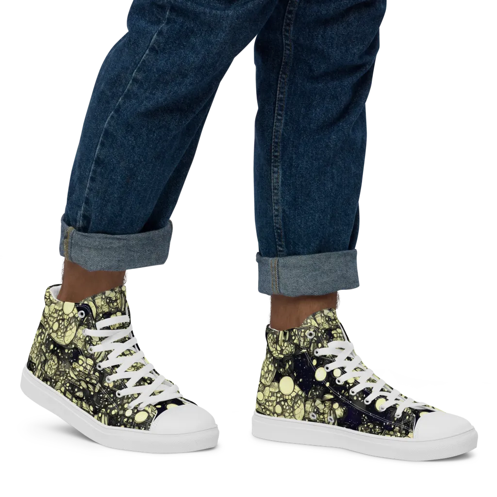 Nocturne Matrix on Men's High Top Canvas Shoes — Right