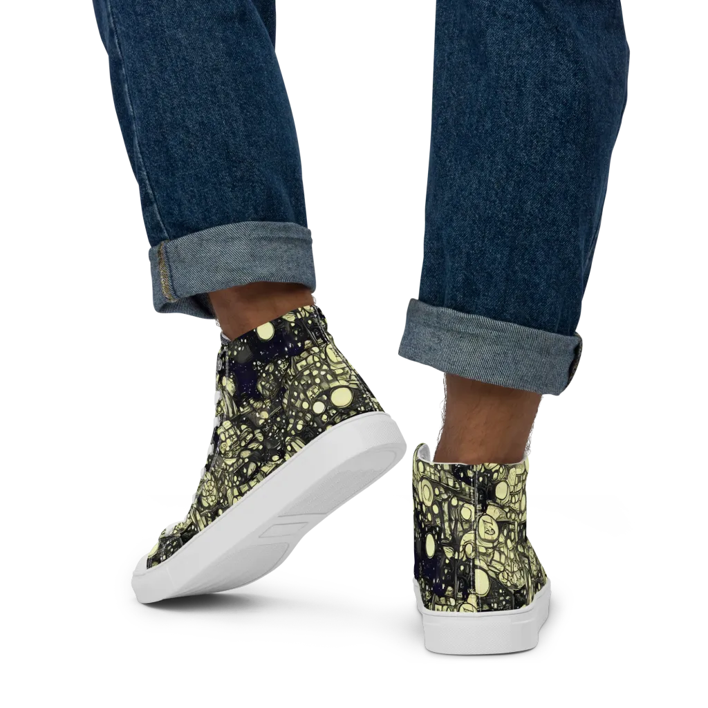 Nocturne Matrix on Men's High Top Canvas Shoes — Back