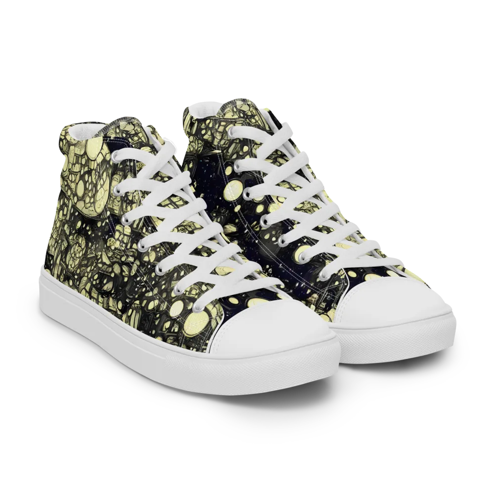 Nocturne Matrix on Women's High Top Canvas Shoes — Right Front