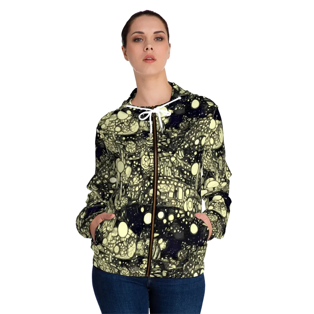 Nocturne Matrix on Women's Full-Zip Hoodie — Front On Person
