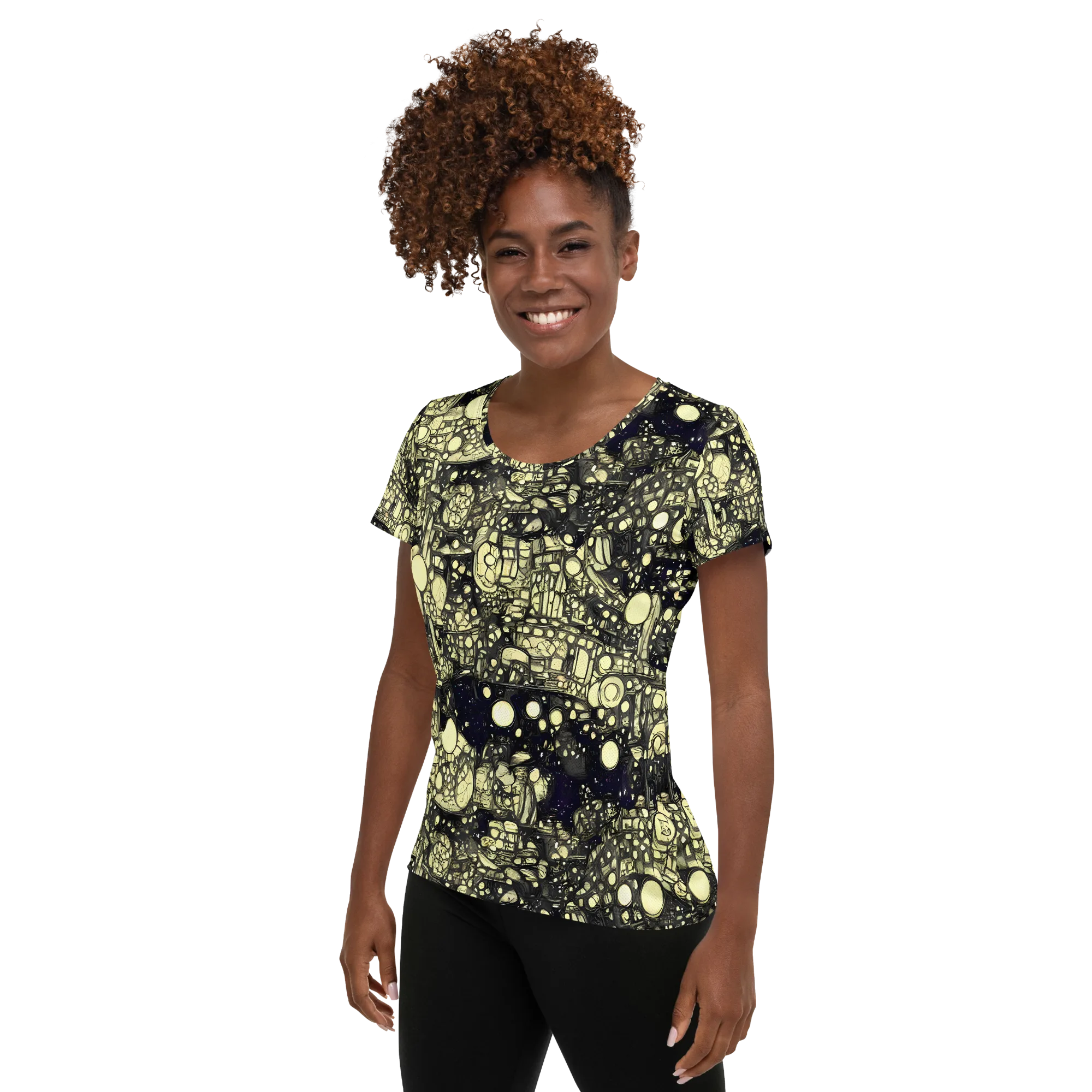 Nocturne Matrix on Women's Athletic T-Shirt — Left