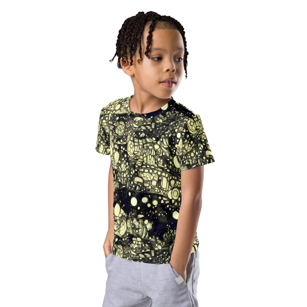 Nocturne Matrix on Kids Crew Neck T-Shirt — Left Front