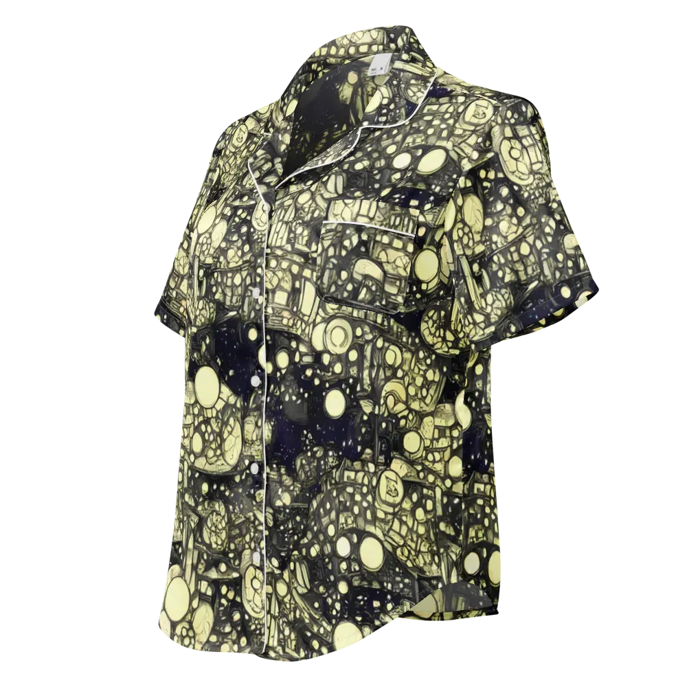 Nocturne Matrix on Women's Short Sleeve Pajama Top — Left Front