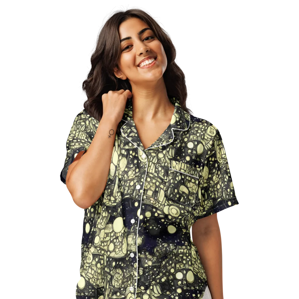 Nocturne Matrix on Women's Short Sleeve Pajama Top — Front