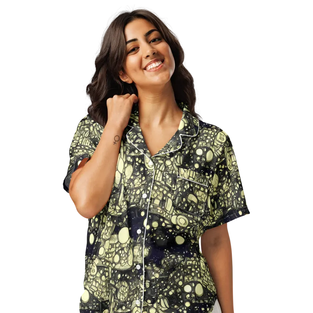 Nocturne Matrix on Women's Short Sleeve Pajama Top — Front