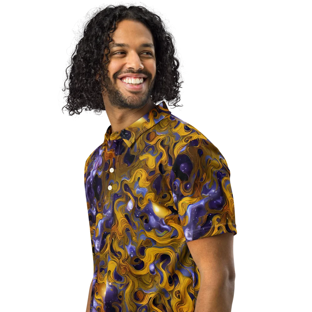 Aurum Eclipse on Men's Slim Fit Polo Shirt — Left Front
