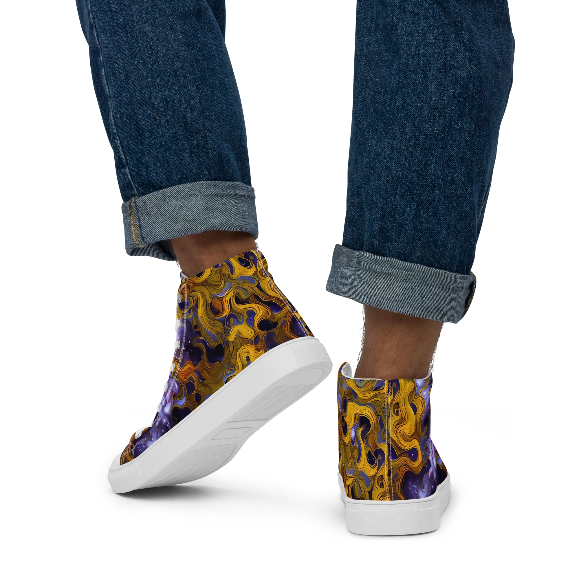 Aurum Eclipse on Men's High Top Canvas Shoes — Back