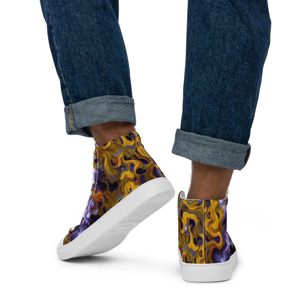 Aurum Eclipse on Men's High Top Canvas Shoes — Back