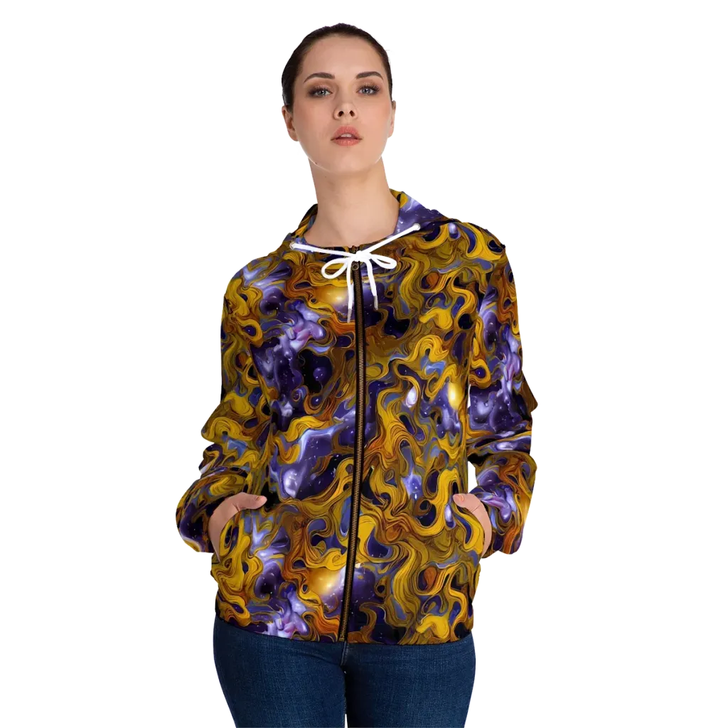 Aurum Eclipse on Women's Full-Zip Hoodie — Front On Person