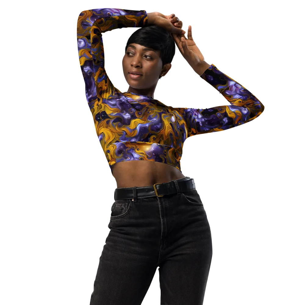 Aurum Eclipse on Long Sleeve Crop Top — Front