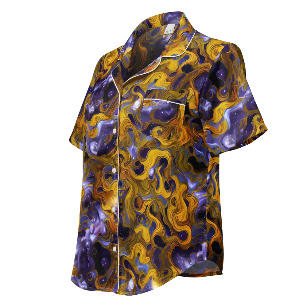 Aurum Eclipse on Women's Short Sleeve Pajama Top — Left Front