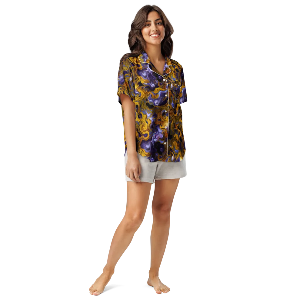 Aurum Eclipse on Women's Short Sleeve Pajama Top — Front