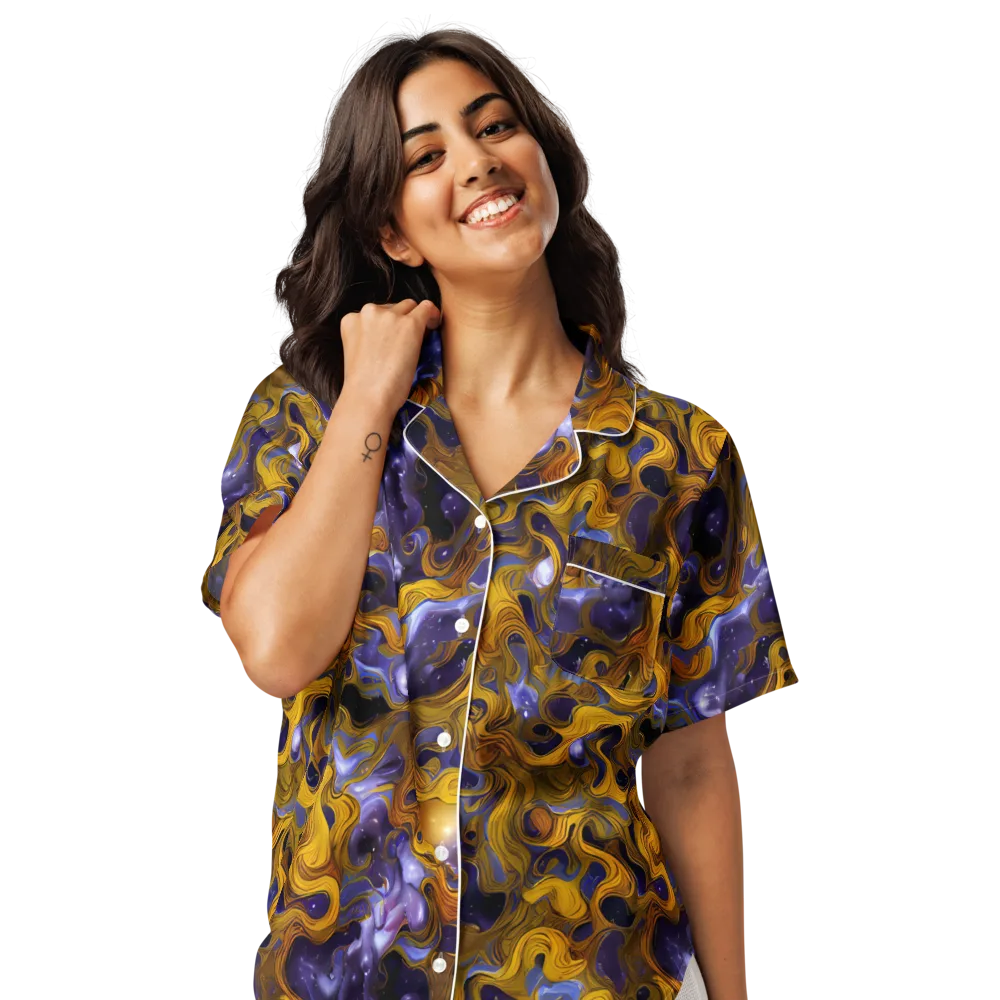 Aurum Eclipse on Women's Short Sleeve Pajama Top — Front
