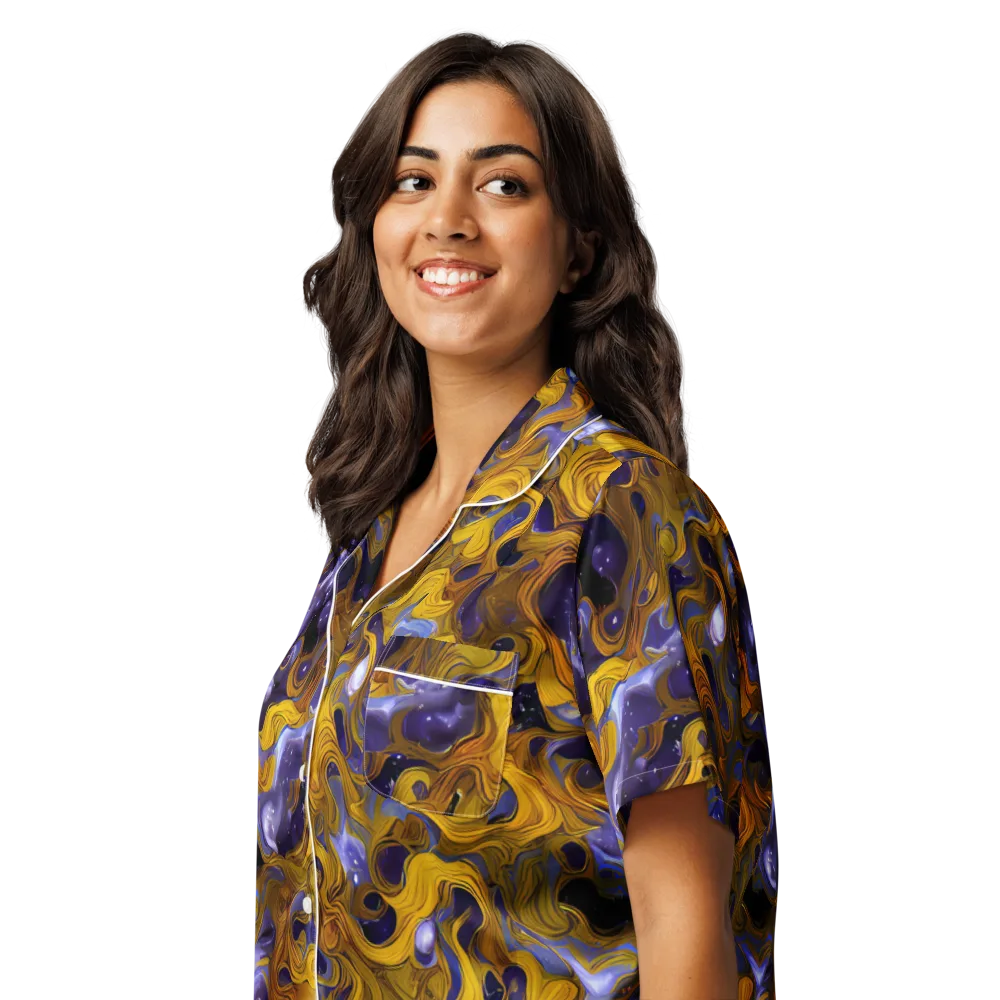 Aurum Eclipse on Women's Short Sleeve Pajama Top — Left Front