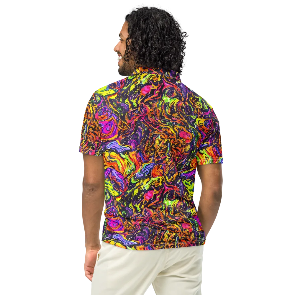 Ember Neon on Men's Slim Fit Polo Shirt — Back