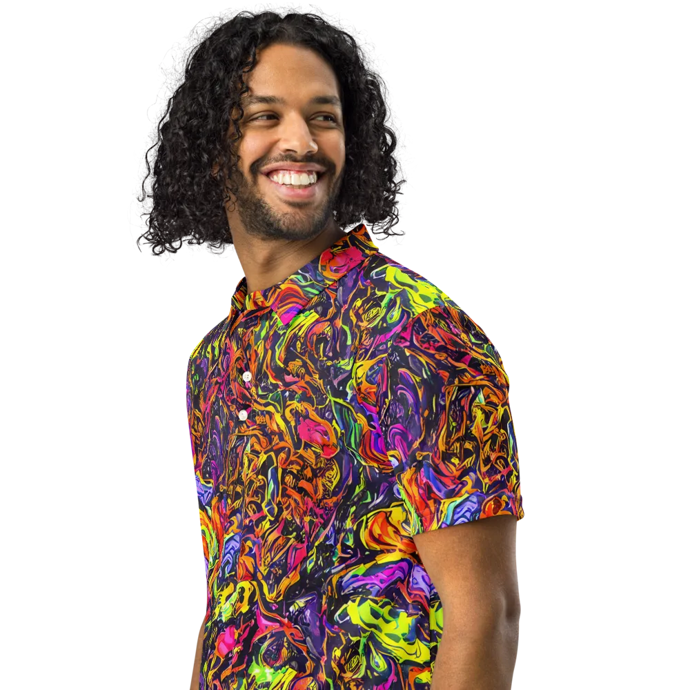 Ember Neon on Men's Slim Fit Polo Shirt — Left Front