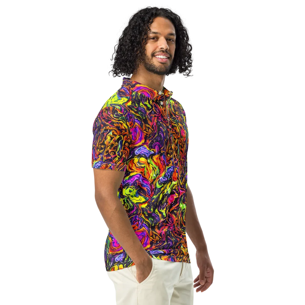 Ember Neon on Men's Slim Fit Polo Shirt — Right Front