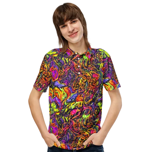 Ember Neon on a Men's Slim Fit Polo Shirt