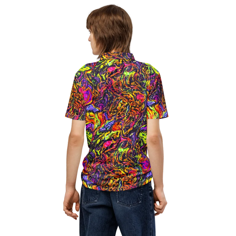 Ember Neon on Men's Slim Fit Polo Shirt — Back