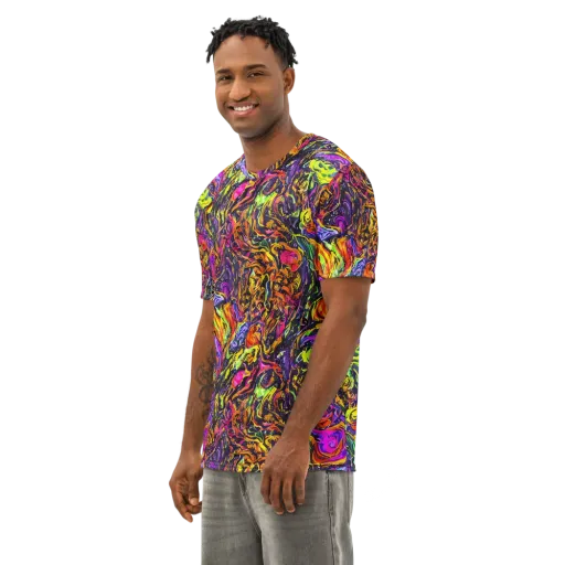 Ember Neon on a Men's Cotton Crew Neck T-Shirt