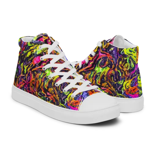 Ember Neon on a Men's High Top Canvas Shoes