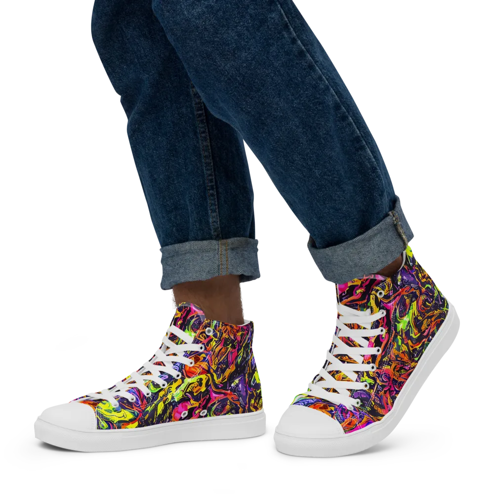 Ember Neon on Men's High Top Canvas Shoes — Left