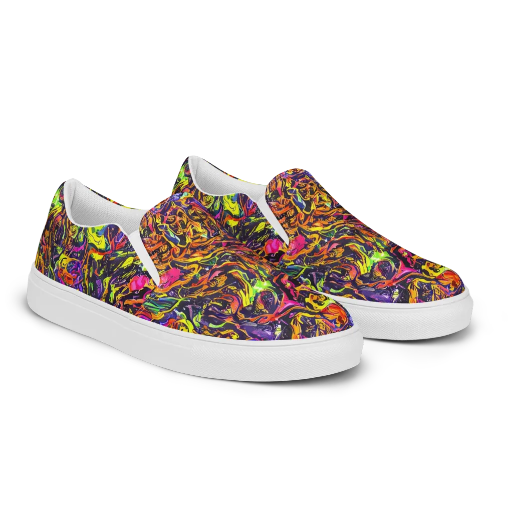 Ember Neon on Men's Slip-On Canvas Shoes — Right Front