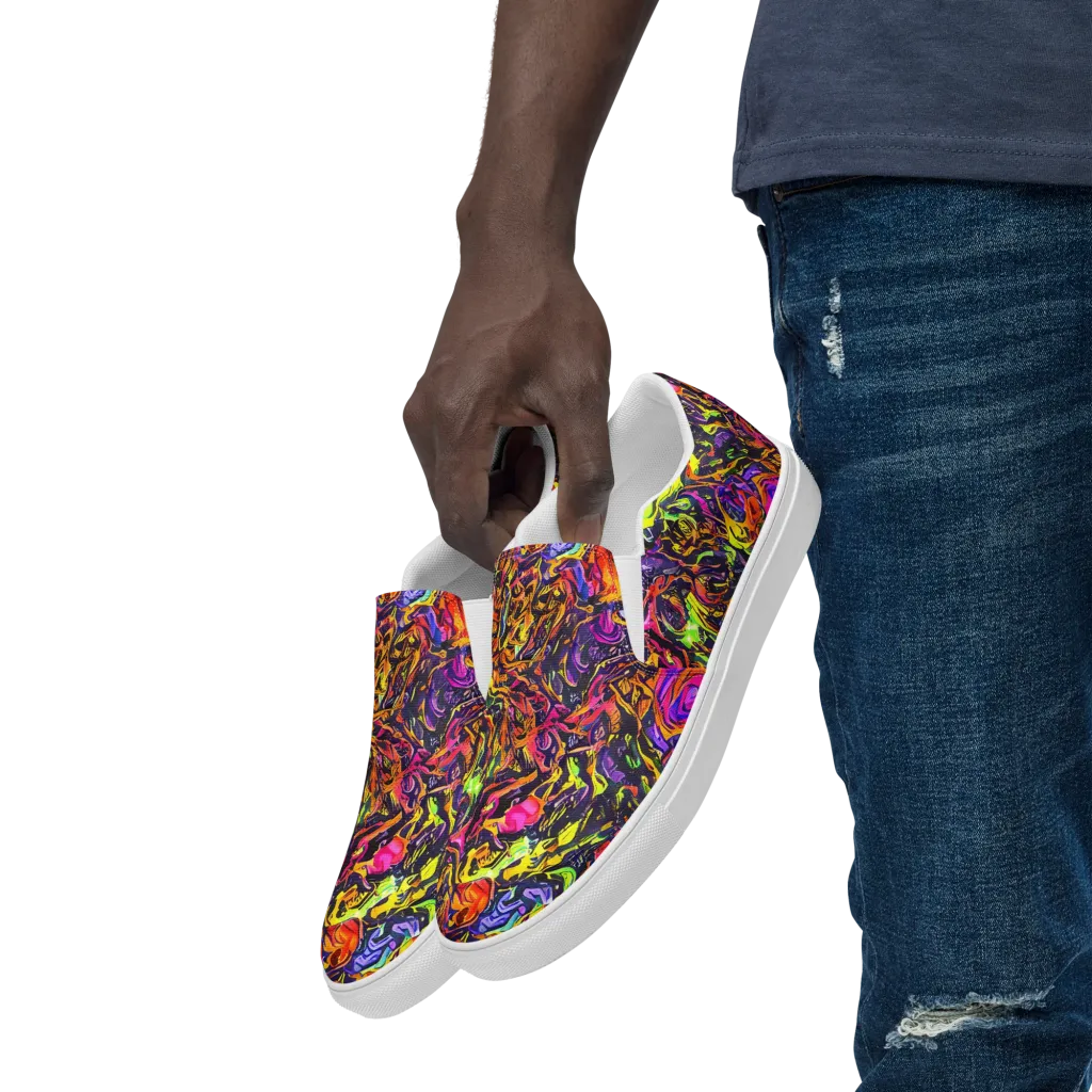 Ember Neon on Men's Slip-On Canvas Shoes — Left Front
