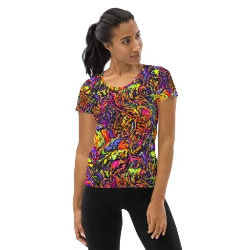 Ember Neon on a Women's Athletic T-Shirt