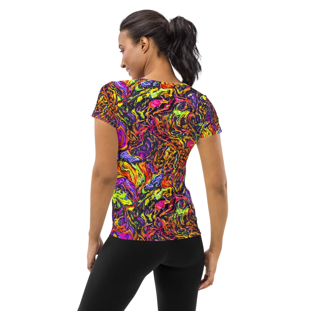 Ember Neon on Women's Athletic T-Shirt — Back