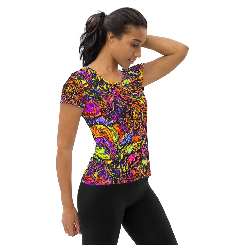 Ember Neon on Women's Athletic T-Shirt — Right