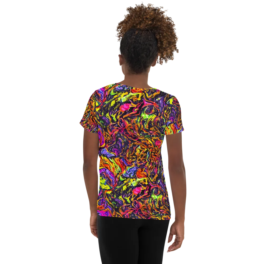 Ember Neon on Women's Athletic T-Shirt — Back