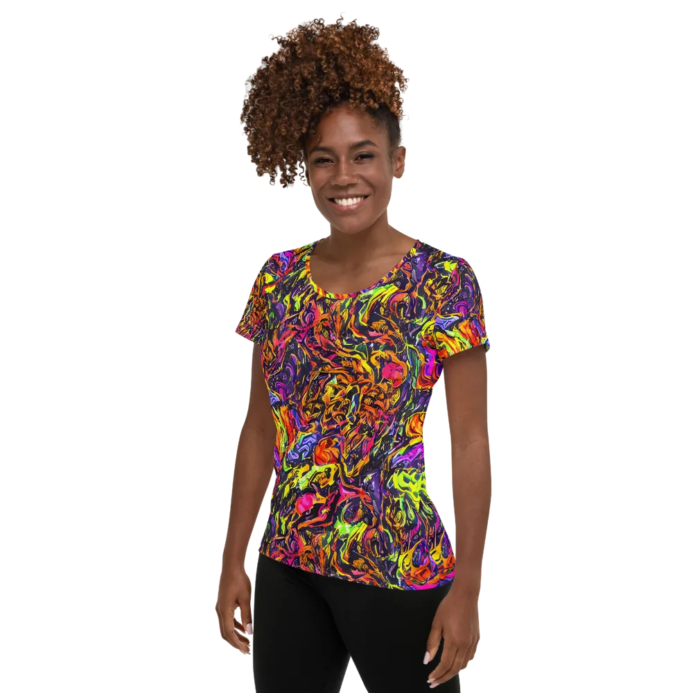 Ember Neon on Women's Athletic T-Shirt — Left