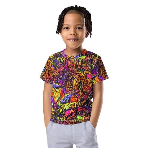 Ember Neon on a Kids Crew Neck T-Shirt