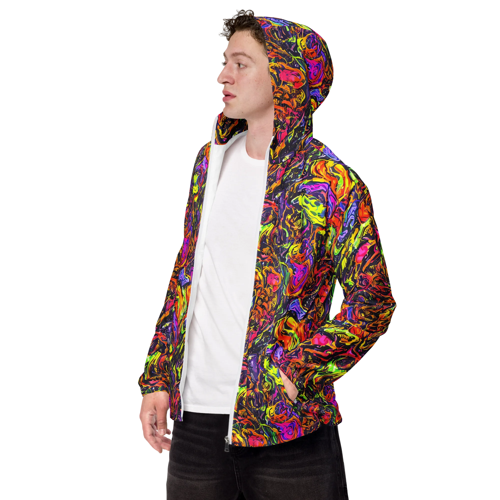 Ember Neon on Men's Windbreaker — Left Front
